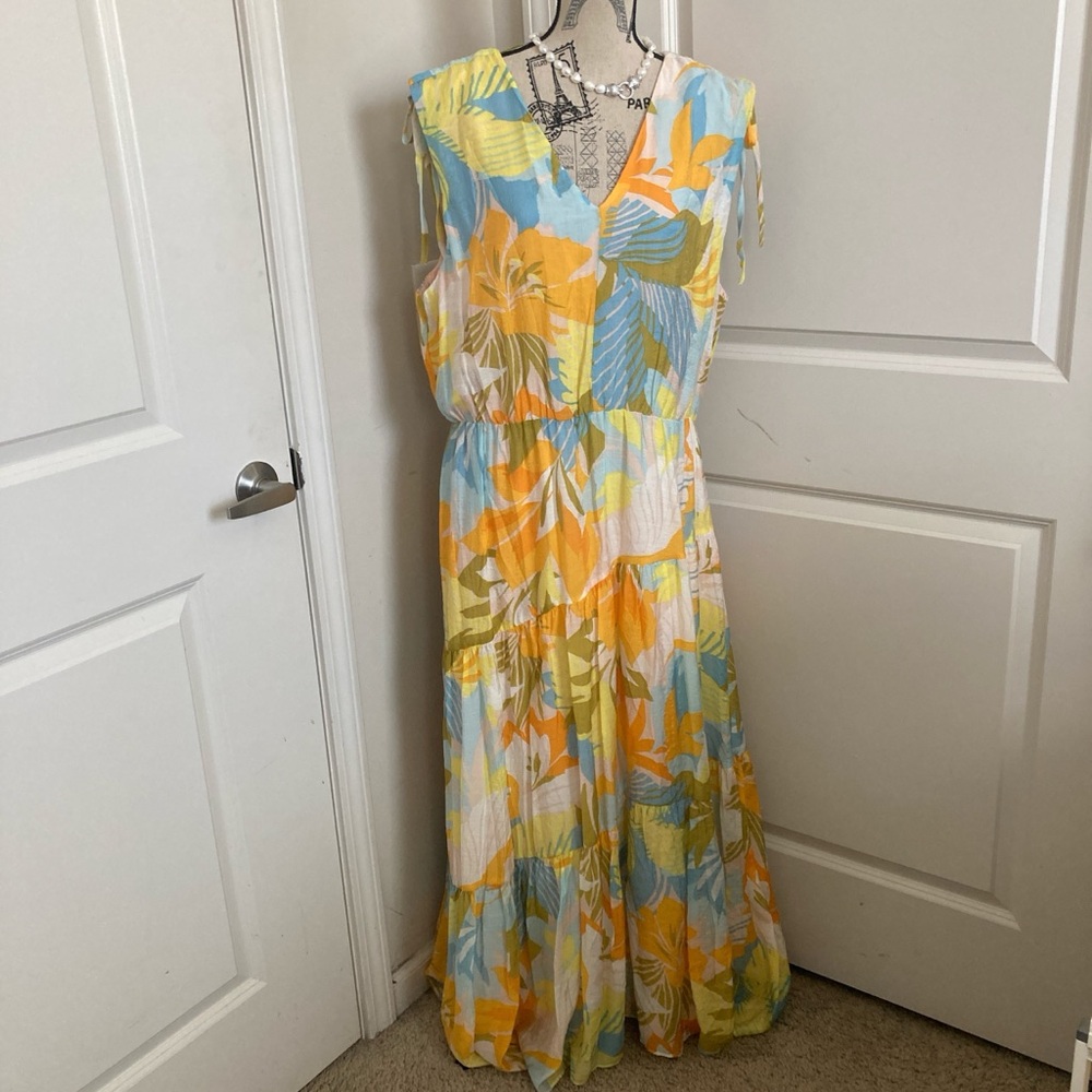 1. State Women’s Floral Maxi Sleeveless Dress - Blue, Yellow, Orange